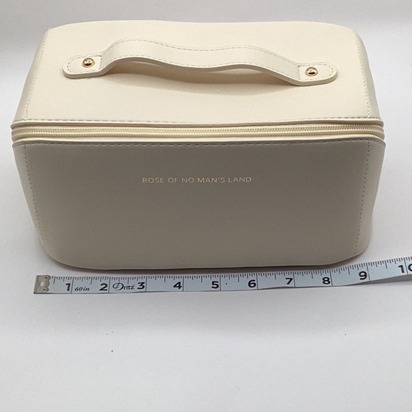 Cream Cosmetic Bag with Smooth Material and Curved Handle - Picture 10 of 10
